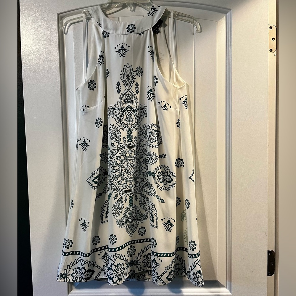 Lulu's White and Turquoise tie back dress size small